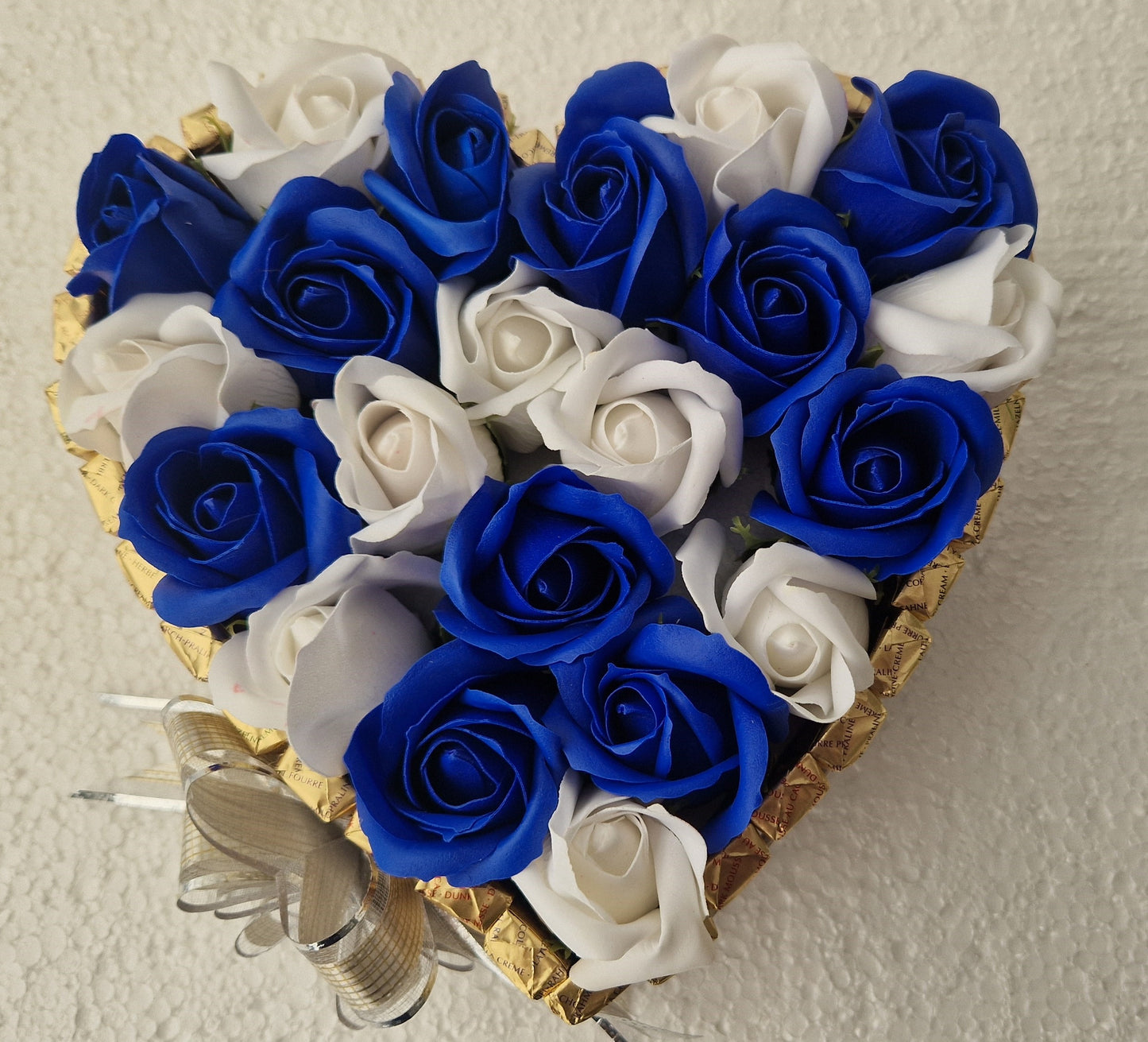 Chocolate Heart Gift MERCI sweets and roses large size -22x20cm