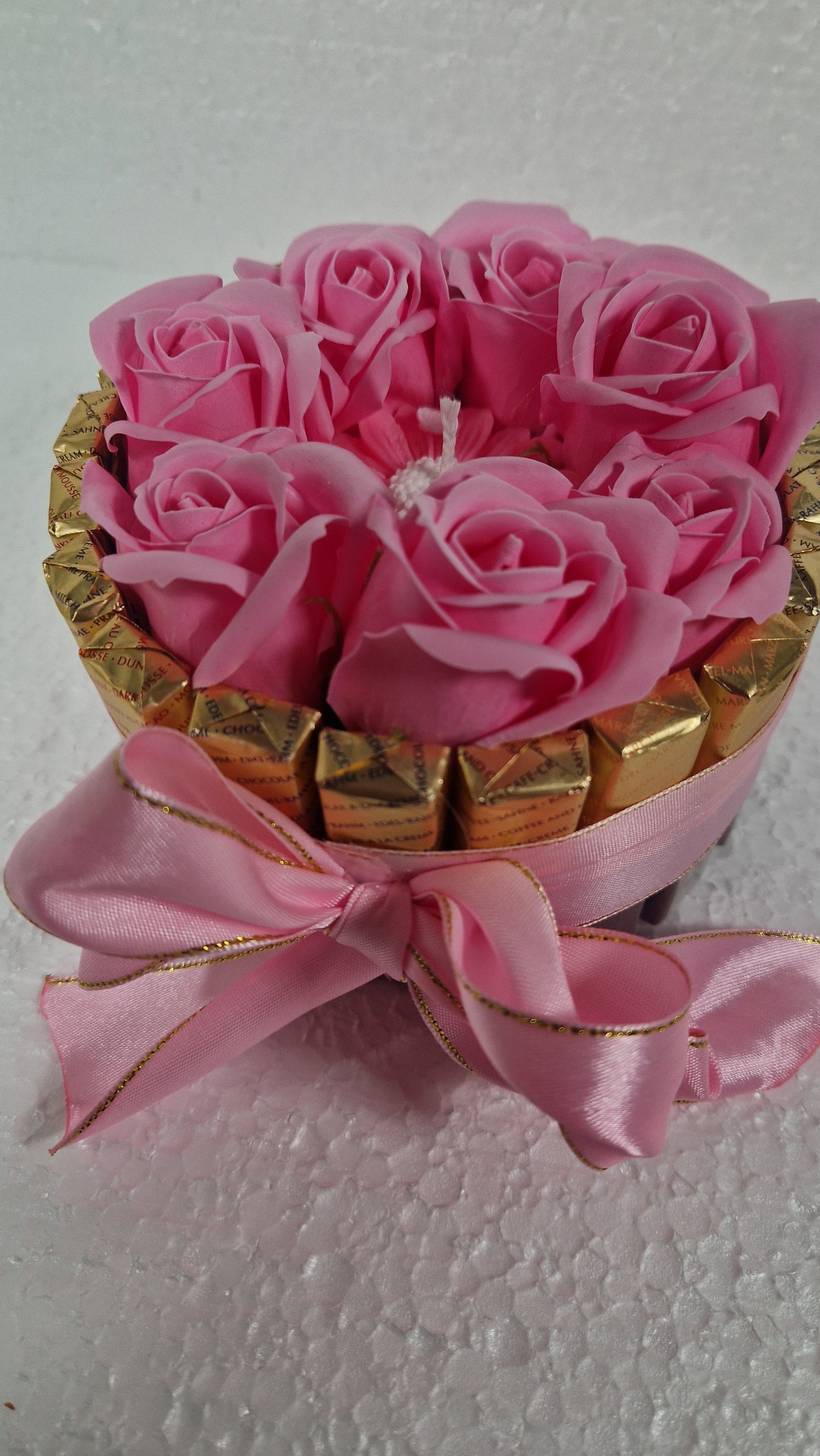 Chocolate Gift pink - NERCI sweets ,soaps rouses and candle size 15cm