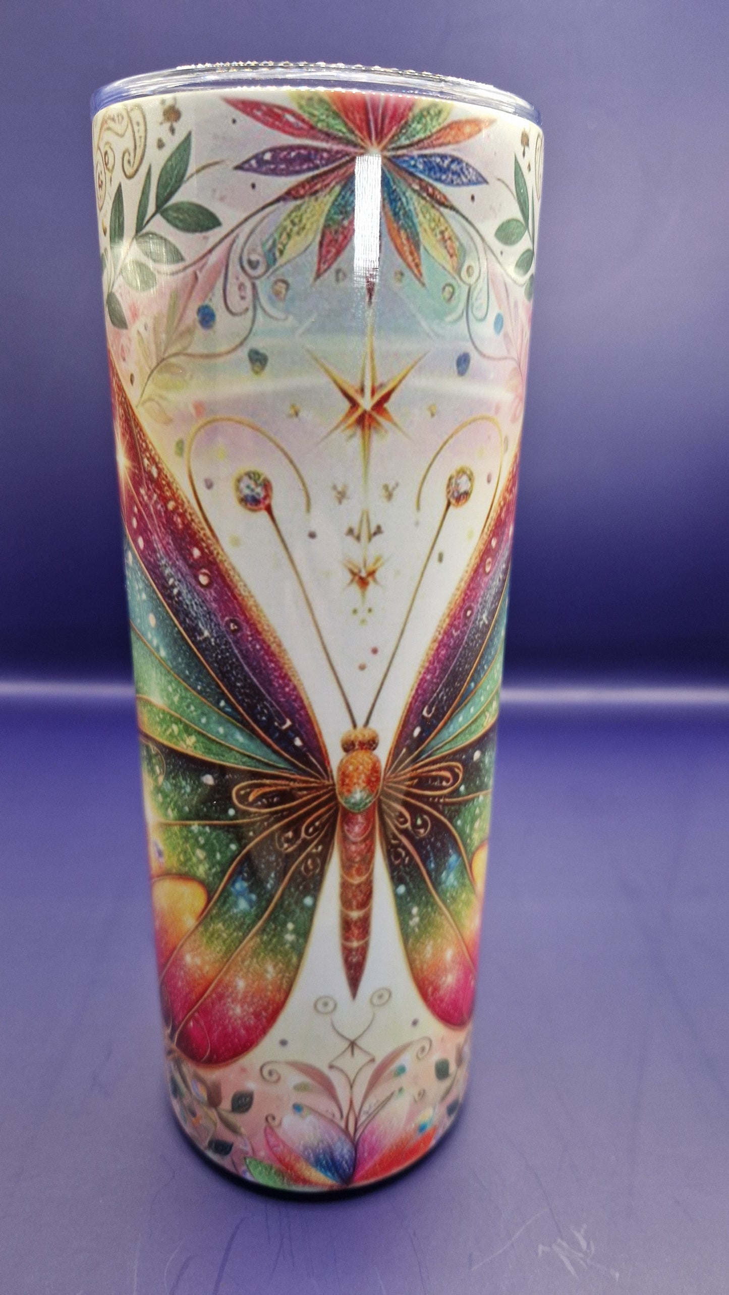 600ml Stainless Steel Tumbler sublimation butterfly pattern full wrap colour