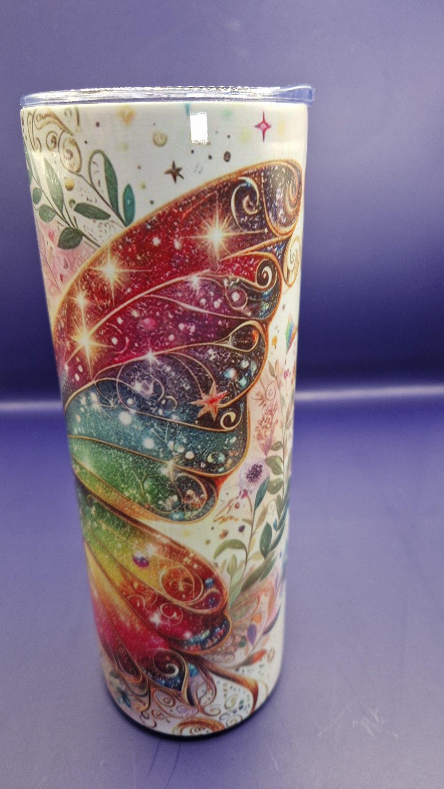 600ml Stainless Steel Tumbler sublimation butterfly pattern full wrap colour