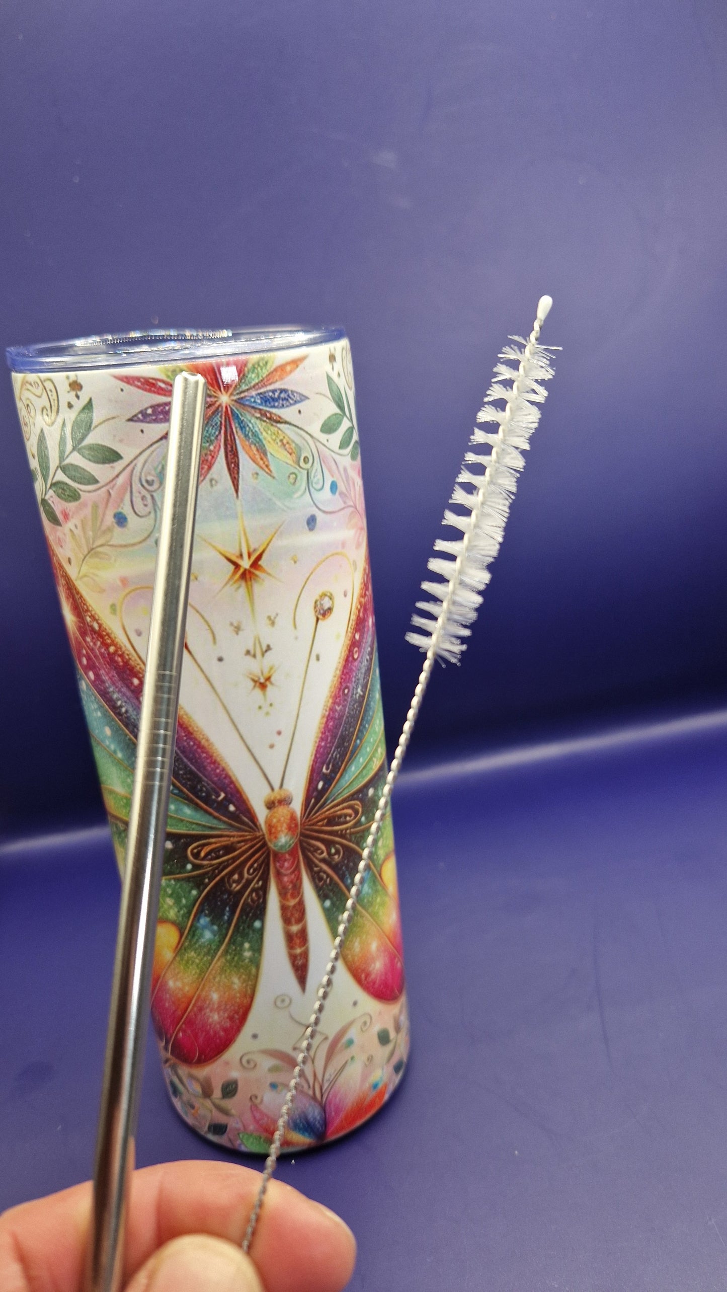 600ml Stainless Steel Tumbler sublimation butterfly pattern full wrap colour