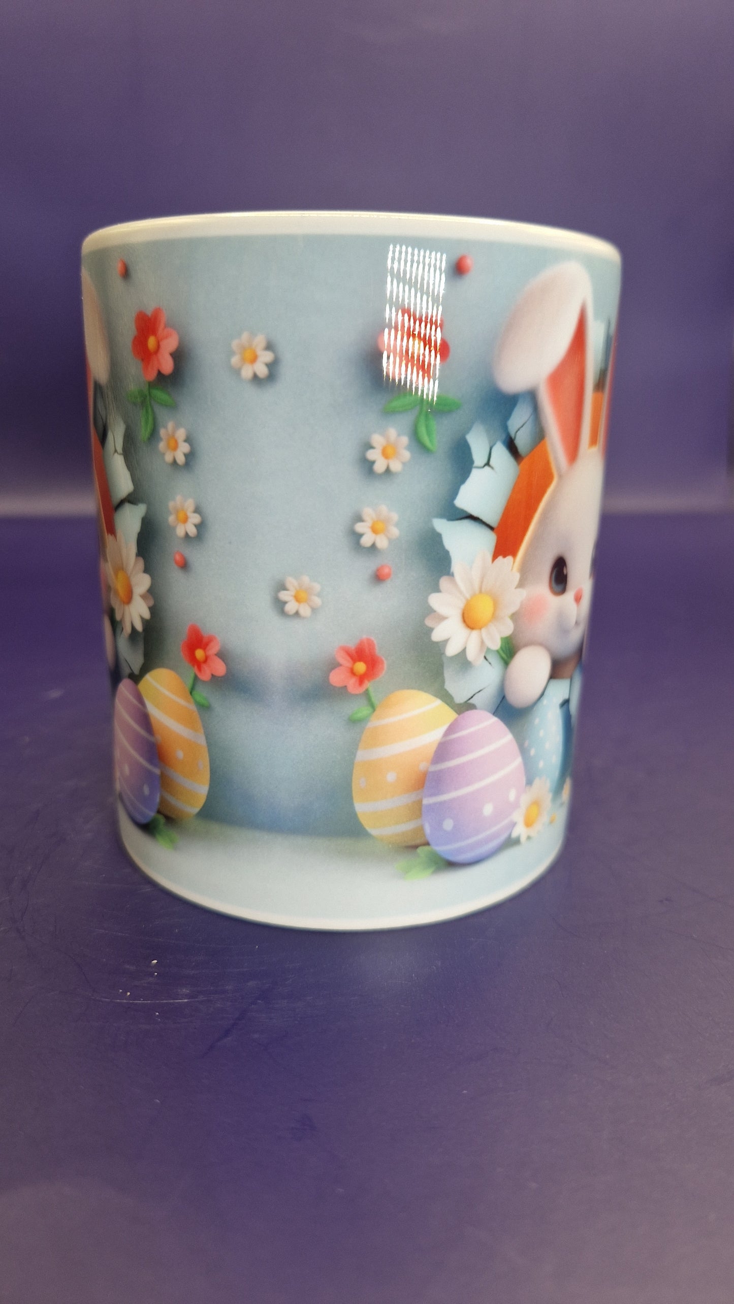 3D Effect Bunny & Daisy funny Easter MUG + coaster , dishwasher safe dishwasher safe 10 oz mug (Copy)