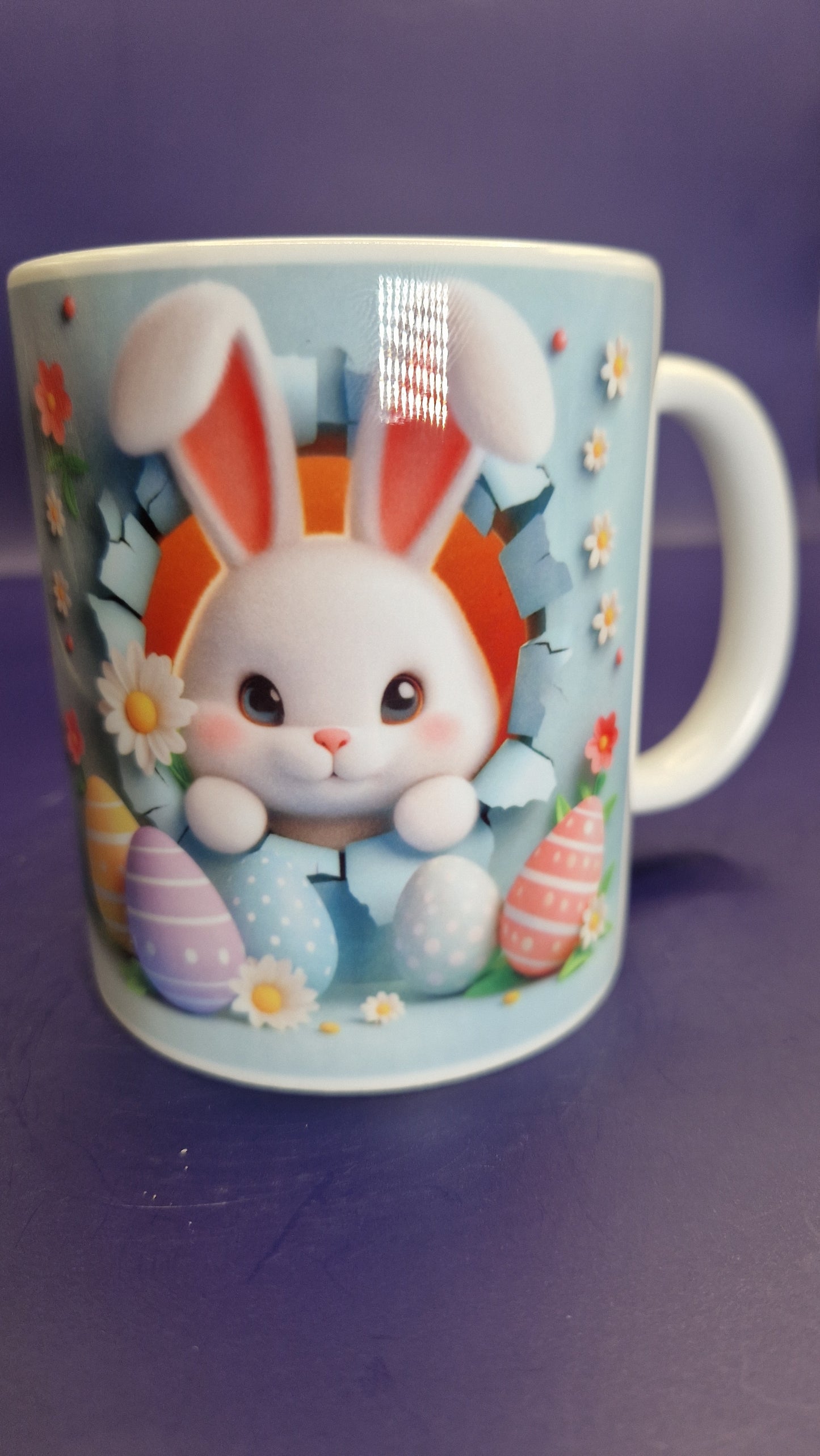 3D Effect Bunny & Daisy funny Easter MUG + coaster , dishwasher safe dishwasher safe 10 oz mug (Copy)