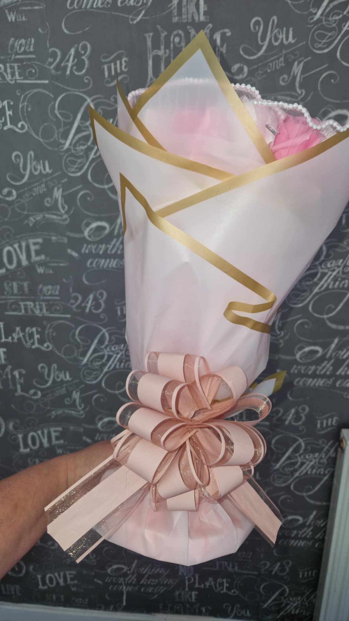 Bouquet for First Holy Communion & Special Occasions - Chocolate and Soap Roses - Pink and Blue Variations