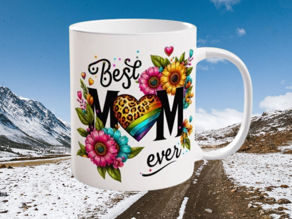 Best Mom Ever Flower Mug Sublimation/Mothers day dishwasher safe 11 oz mug