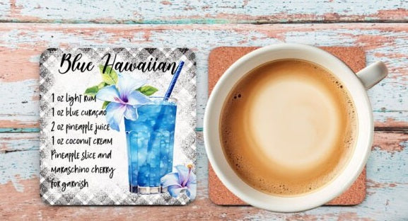 Cocktail recipe square cup coaster/gift 20 recipes recipes