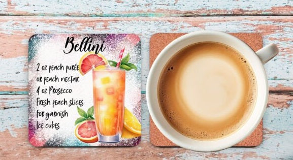 Cocktail recipe square cup coaster/gift 20 recipes recipes