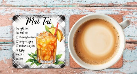 Cocktail recipe square cup coaster/gift 20 recipes recipes
