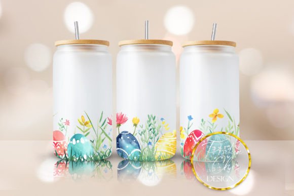 13oz Frosted Glass Tumbler with Bamboo - Easter Celebration gifts 5 pattern