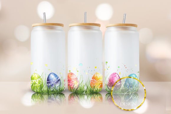 13oz Frosted Glass Tumbler with Bamboo - Easter Celebration gifts 5 pattern