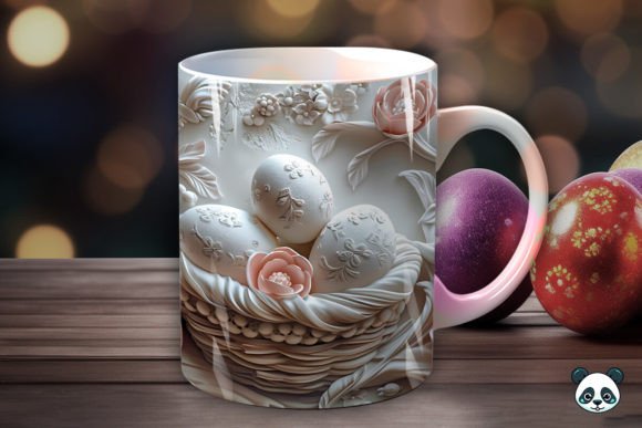 Easter Eggs 3D ,full wrap Funny MUG + coaster , dishwasher safe dishwasher safe 10 oz mug
