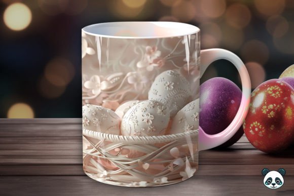 Easter Eggs 3D ,full wrap Funny MUG + coaster , dishwasher safe dishwasher safe 10 oz mug