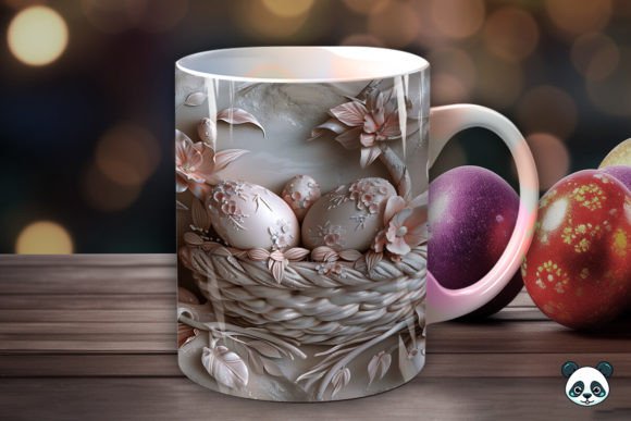 Easter Eggs 3D ,full wrap Funny MUG + coaster , dishwasher safe dishwasher safe 10 oz mug