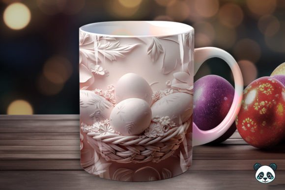 Easter Eggs 3D ,full wrap Funny MUG + coaster , dishwasher safe dishwasher safe 10 oz mug