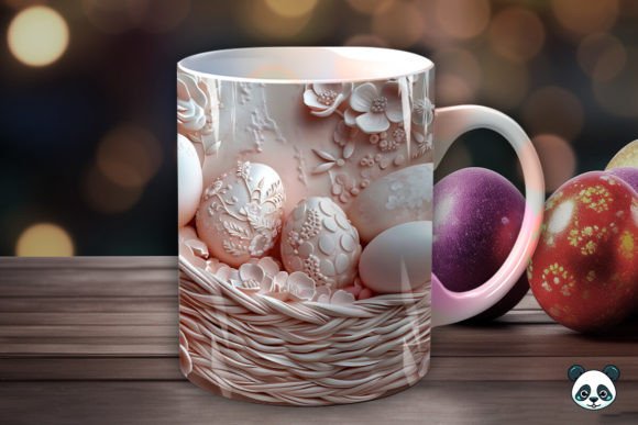 Easter Eggs 3D ,full wrap Funny MUG + coaster , dishwasher safe dishwasher safe 10 oz mug