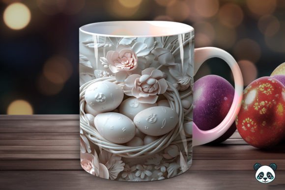 Easter Eggs 3D ,full wrap Funny MUG + coaster , dishwasher safe dishwasher safe 10 oz mug