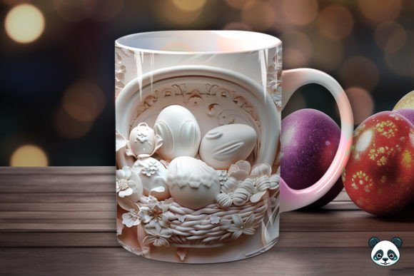 Easter Eggs 3D ,full wrap Funny MUG + coaster , dishwasher safe dishwasher safe 10 oz mug