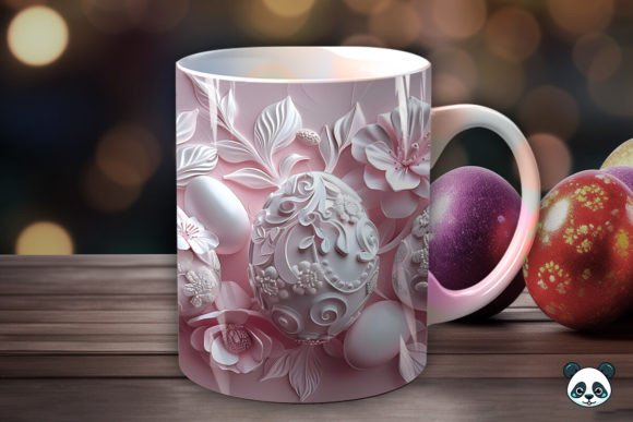 Easter Eggs 3D ,full wrap Funny MUG + coaster , dishwasher safe dishwasher safe 10 oz mug
