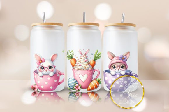 13oz Frosted Glass Tumbler with Bamboo - Easter Celebration gifts 5 pattern