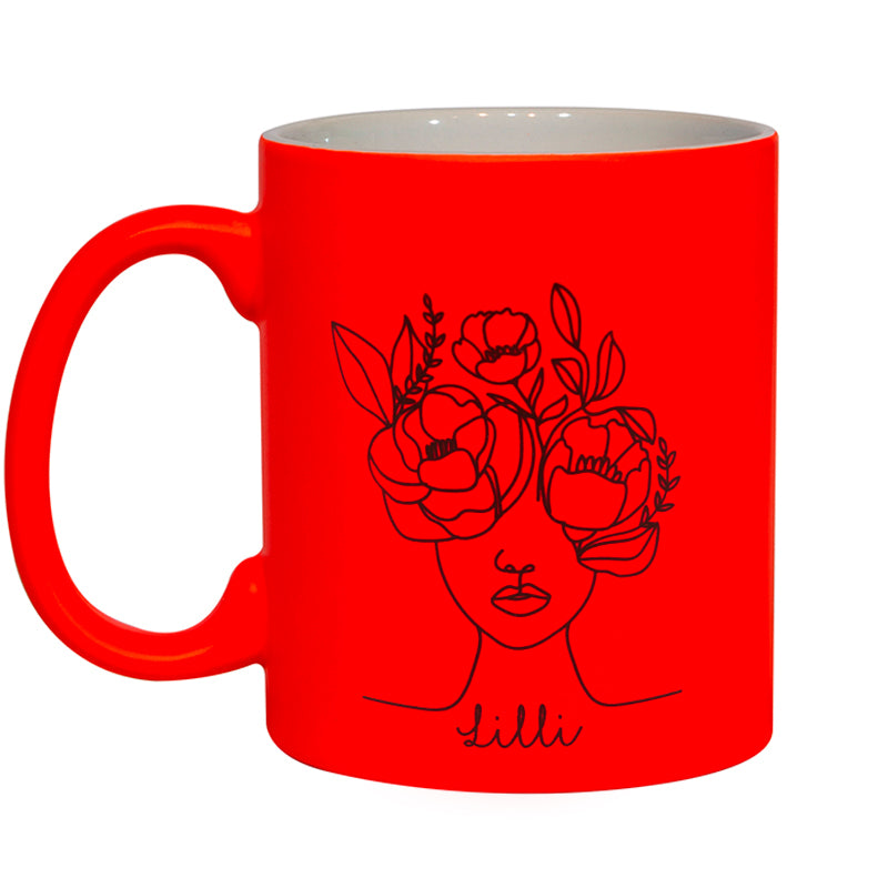 Personalized NEON FLUORESCENT Mug ORANGE - your txt or plain mug