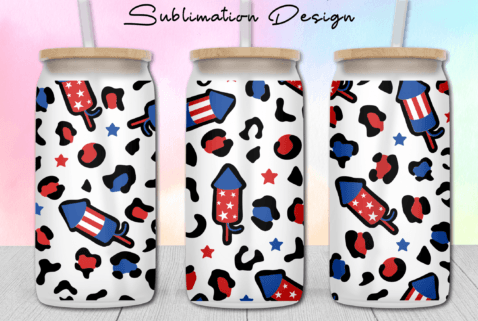 13oz Frosted Glass Tumbler - Kids and Summer Holliday design gifts 12 patterns
