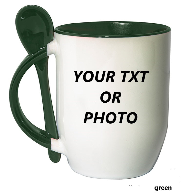 Personalised Mug Two Tone Mug With Spoon GREEN