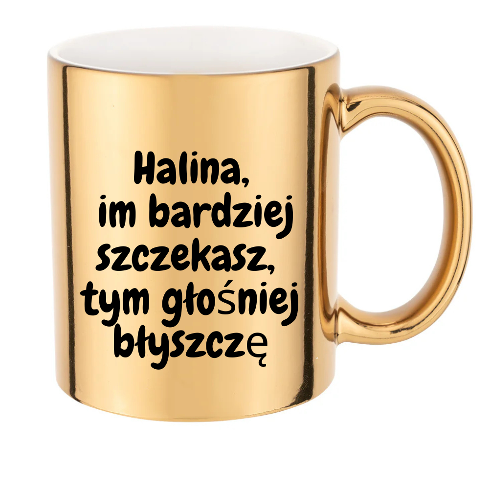 ✨ Złoty kubek 11 oz z zabawnym polskim napisem ✨