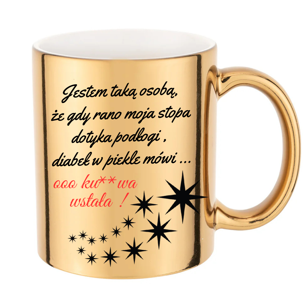 ✨ Złoty kubek 11 oz z zabawnym polskim napisem ✨