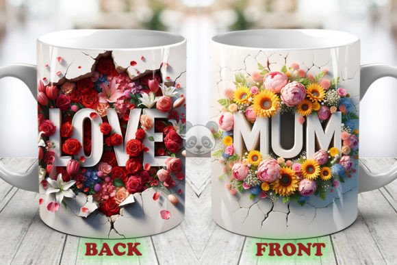 Love MUM 3D Mother's Day Mug /Mug Sublimation dishwasher safe