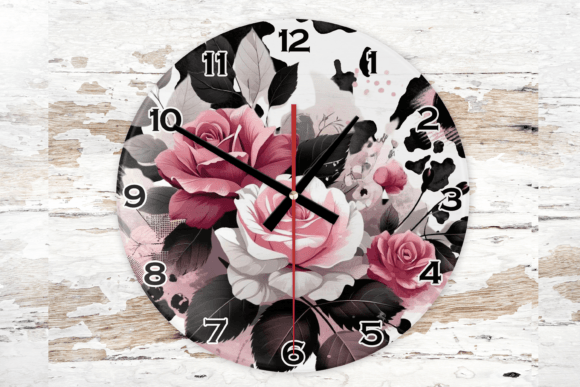 Wall Clock 30cm your home decor featuring an exquisite floral design and crafted from high-quality MDF