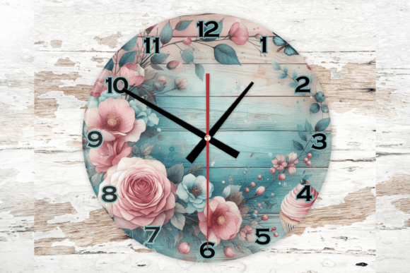 Wall Clock 30cm your home decor featuring an exquisite floral design and crafted from high-quality MDF