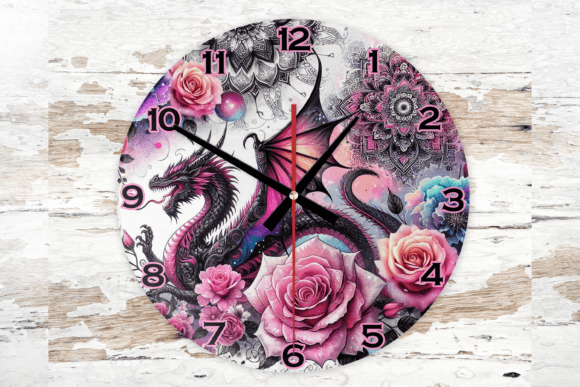 Wall Clock 30cm your home decor featuring an exquisite floral design and crafted from high-quality MDF