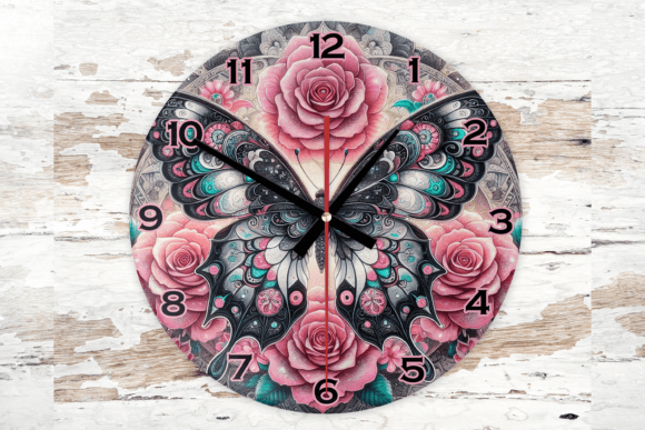 Wall Clock 30cm your home decor featuring an exquisite floral design and crafted from high-quality MDF