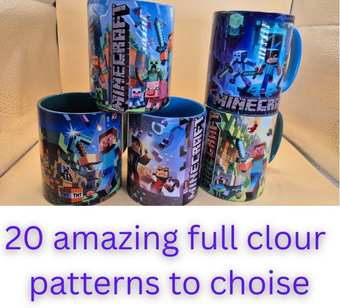 Minecraft-Themed Mugs โ 20 Full-Color Designs! 11 oz sublimation mugs