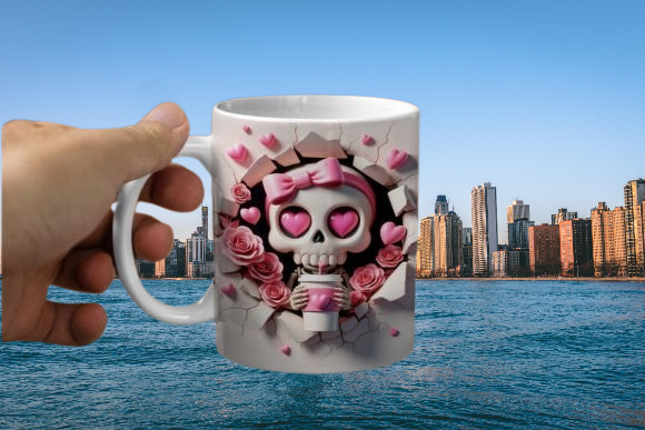 Valentines Skeleton 3D Mug Wrap Sublimation , dishwasher safe dishwasher safe 11 oz mug (Copy) (Copy)