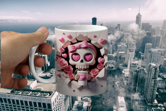 Valentines Skeleton 3D Mug Wrap Sublimation , dishwasher safe dishwasher safe 11 oz mug (Copy) (Copy)