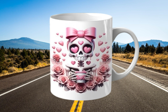Valentines Skeleton 3D Mug Wrap Sublimation , dishwasher safe dishwasher safe 11 oz mug