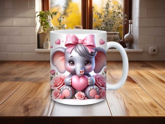 Valentines Animal Elephant Mug /Mug sublimation , dishwasher safe dishwasher safe 11 oz mug