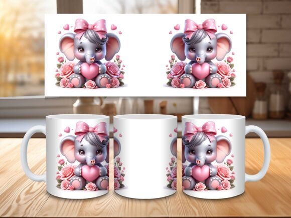 Valentines Animal Elephant Mug /Mug sublimation , dishwasher safe dishwasher safe 11 oz mug