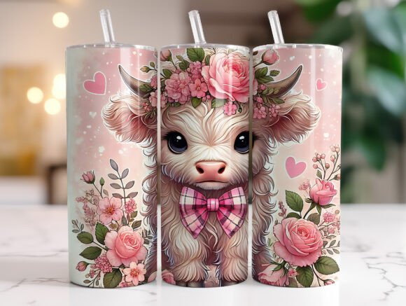 Highland Cow / Handmade Tumbler Stainless Steel -20 OZ/ With Straw.
