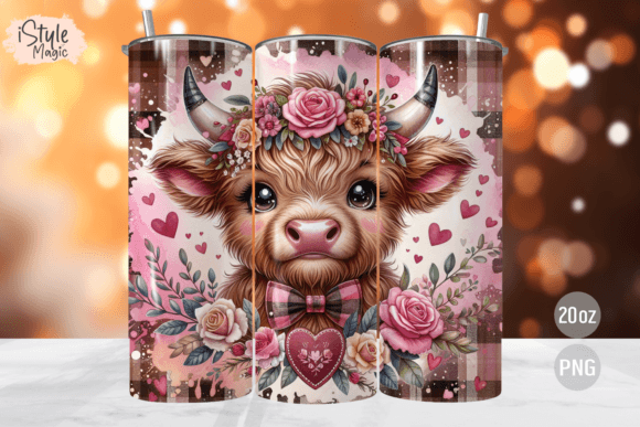 Highland Cow / Handmade Tumbler Stainless Steel -20 OZ/ With Straw.