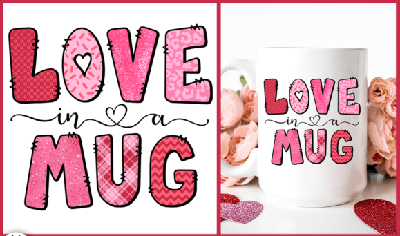 Happy Valentine's Day Mug Wrap , 11oz mug, dishwasher safe