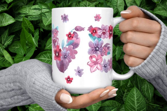Valentines Day Mug with LOVE phanoramic flowers, dishwasher safe dishwasher safe 11 oz mug