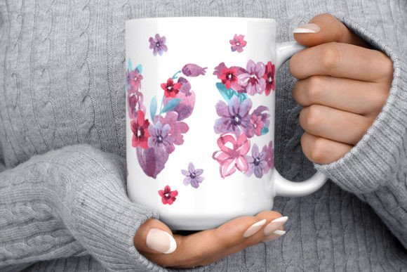 Valentines Day Mug with LOVE phanoramic flowers, dishwasher safe dishwasher safe 11 oz mug