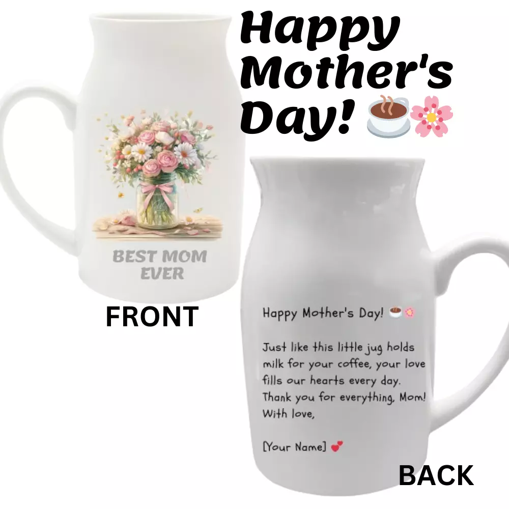 Personalised Ceramic milk jug 450ml, the perfect gift for Mother's Day
