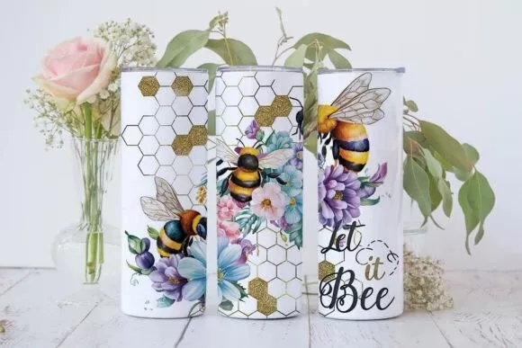 Bee Happy – 20oz Thermal Mug with Metal Straw, Keeps Drinks Hot & Cold!
