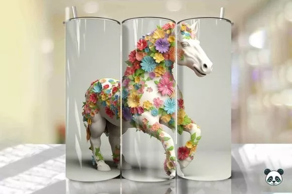 Horse Tumbler / Handmade Tumbler Stainless Steel -20 OZ/ With Straw