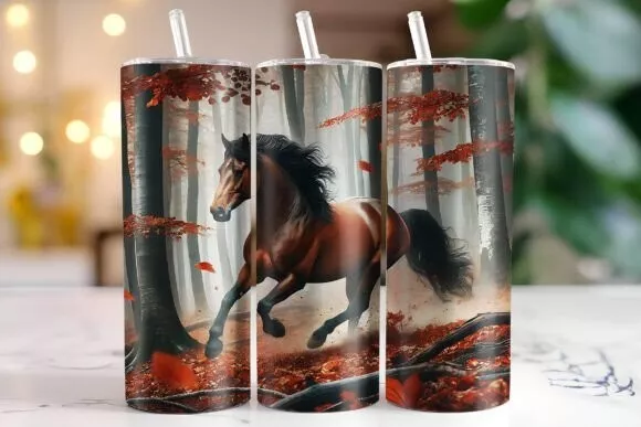 Horse Tumbler / Handmade Tumbler Stainless Steel -20 OZ/ With Straw