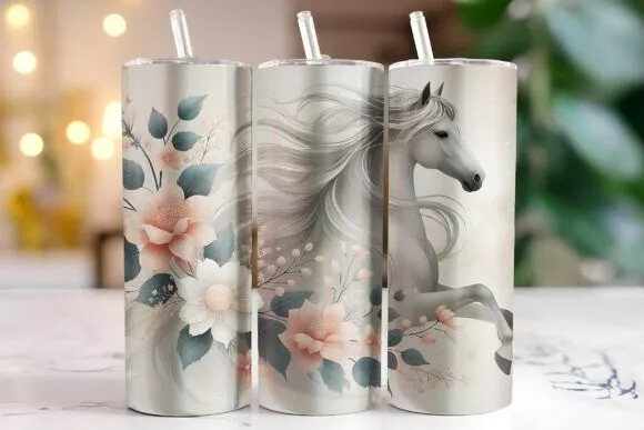 Horse Tumbler / Handmade Tumbler Stainless Steel -20 OZ/ With Straw