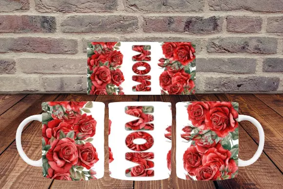 Floral "Mom" Mug – Perfect Mother’s Day Gift - 11 oz - Red Flowers